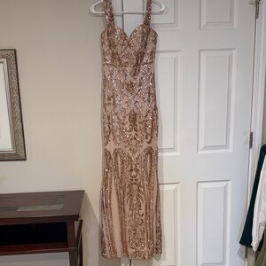 Lulu's Blush Pink Sequin-Trim Dress